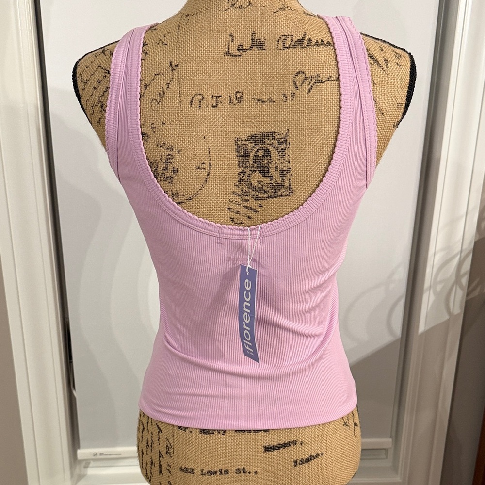Soft Pink Ribbed Tank Top - Picture 3 of 6
